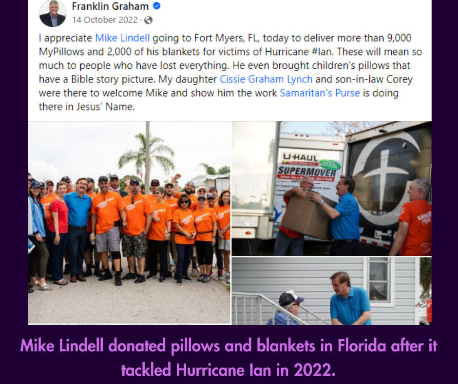 Mike Lindell Donated Pillows In Florida